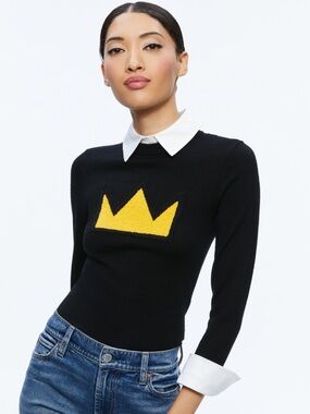 Alice + Olivia X Basquiat Porla Crown Collared Sweater